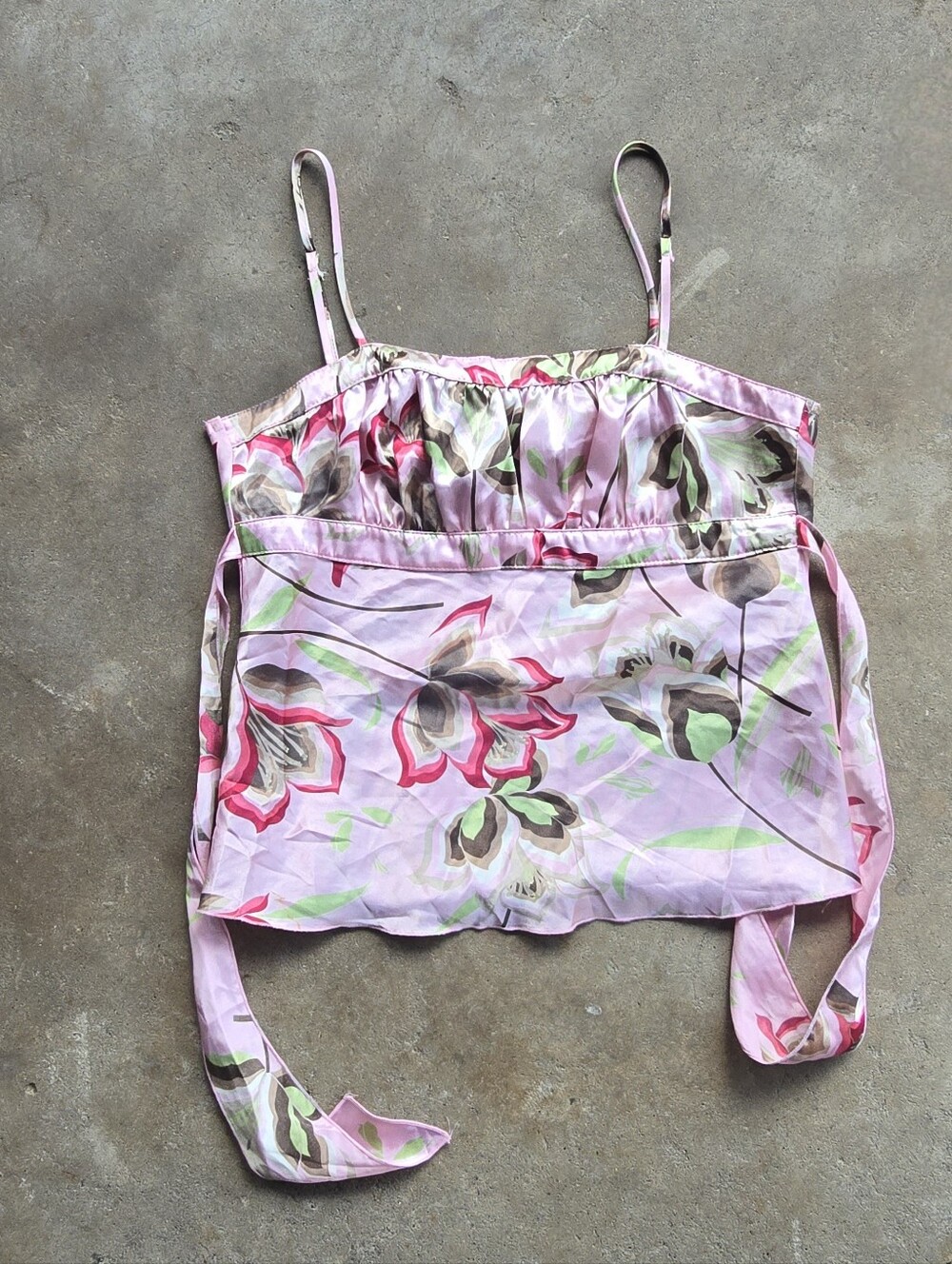 Vintage Self Esteem Y2K Babydoll Top Women’s Floral Satin 90s USA M